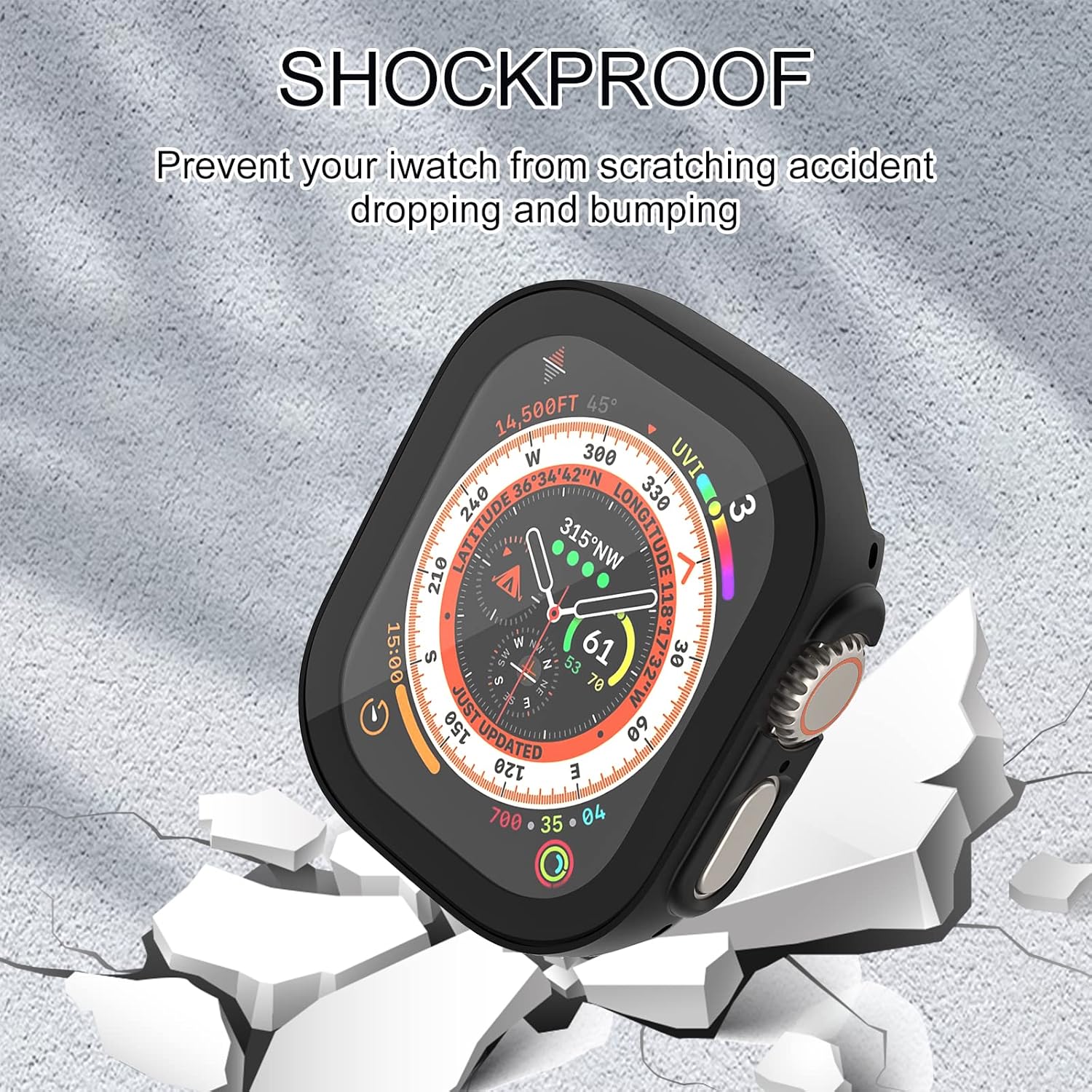 Thumbnail 6 de Tuocal 2 Pack Hard PC Case for Apple Watch Ultra 49mm (Black) with Built-in Screen Protector