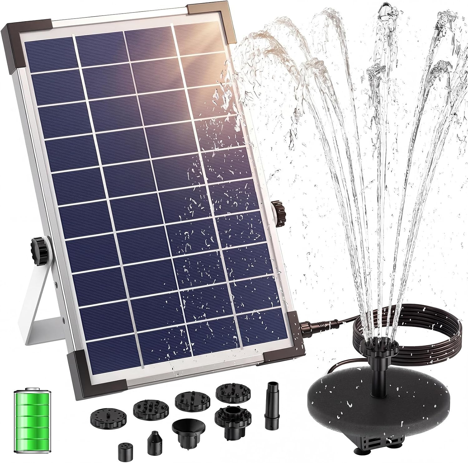 Detalle de AISITIN 5.5W Solar Fountain Pump: Backup Floating Water Fountain for Bird Baths, Ponds and More