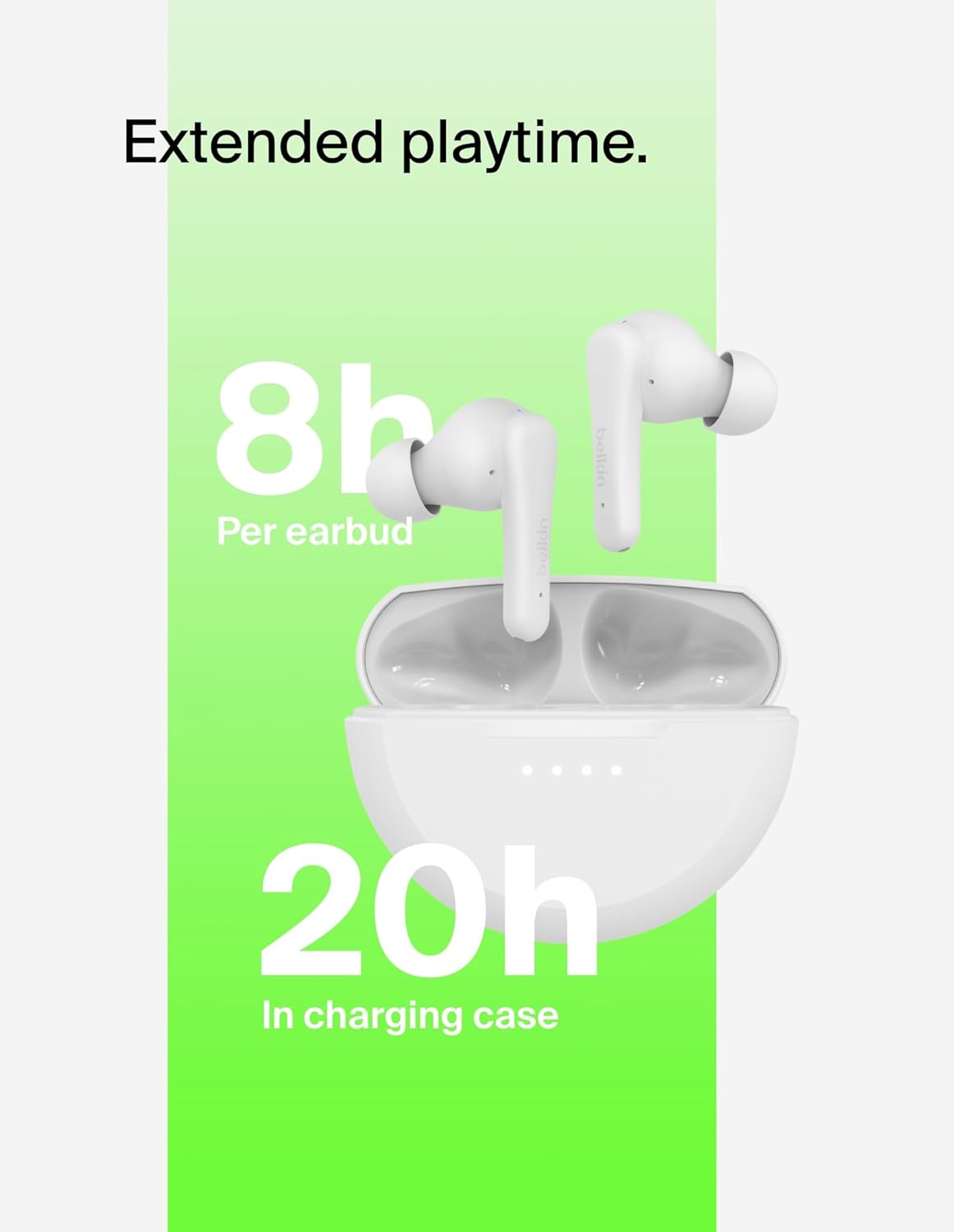 Thumbnail 2 de Belkin SoundForm Rhythm True Wireless Earbuds – 28H Battery, IPX5, USB-C Fast Charge