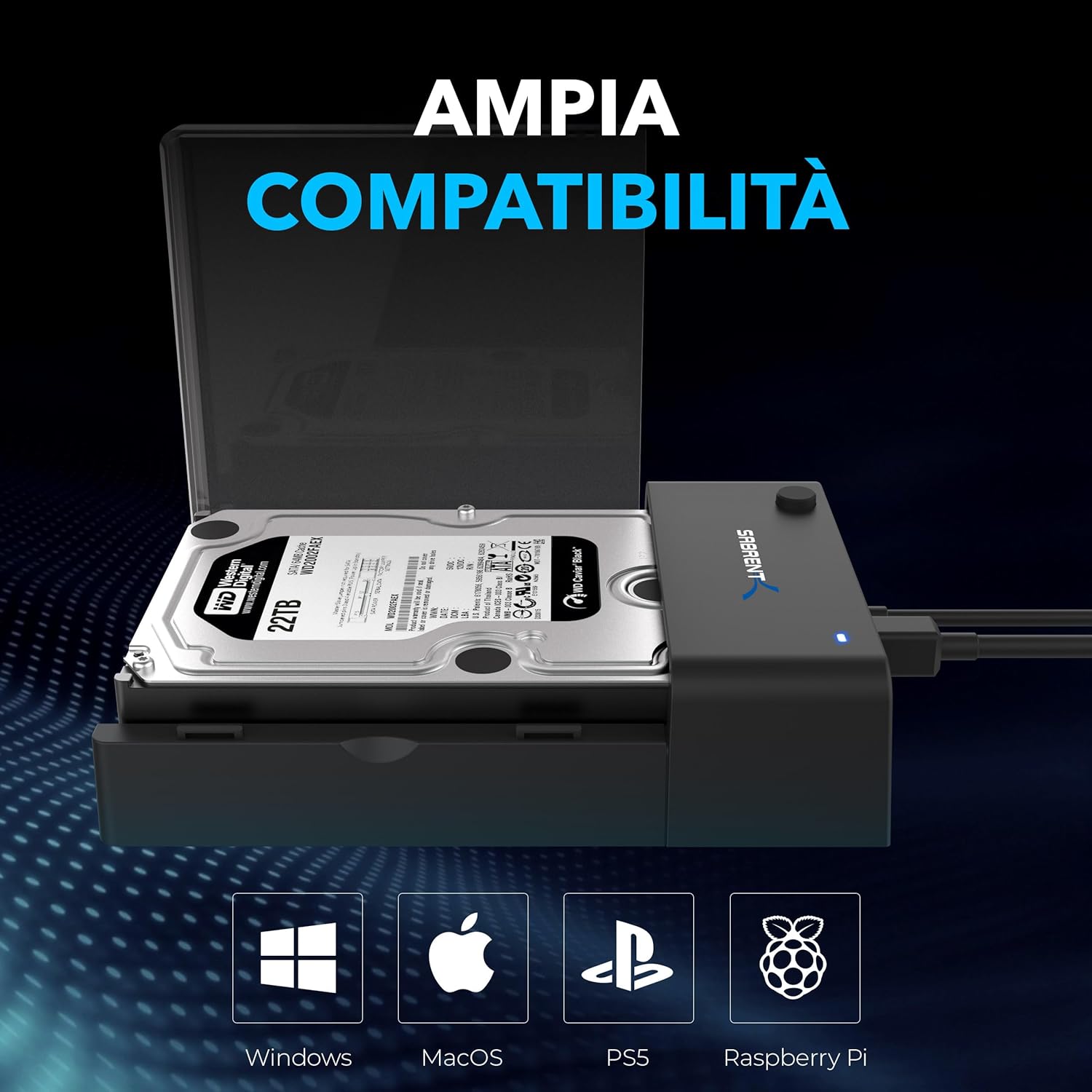 Detalle de SABRENT EC-DFLT docking USB 3.2 SSD/HDD SATA