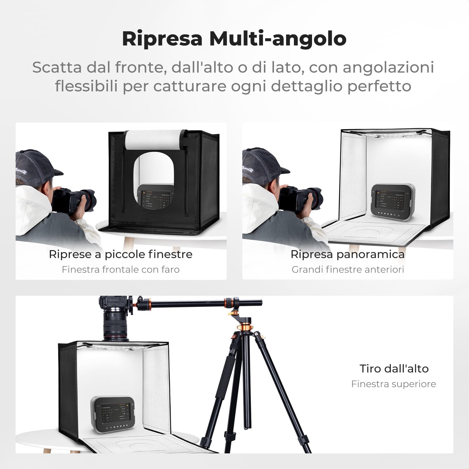 Detalle de K&F CONCEPT Scatola Luminosa Pieghevole 50x50 cm – Mini Studio Fotografico con Illuminazione Dimmerabile 5600K