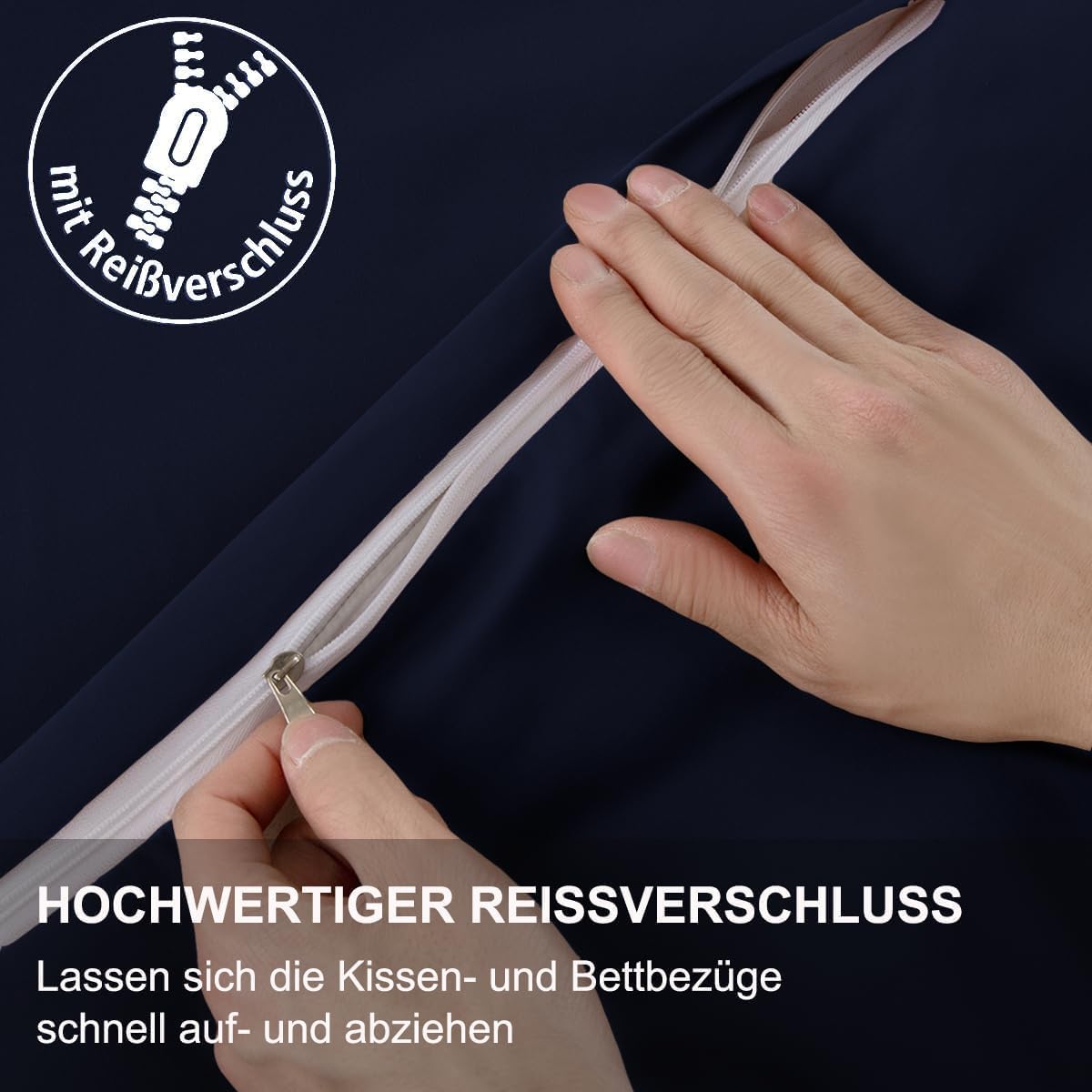 Thumbnail 5 de Kissenbezug 40x70 cm 2er Set – Mikrofaser, blau, bügelfrei, reißverschluss