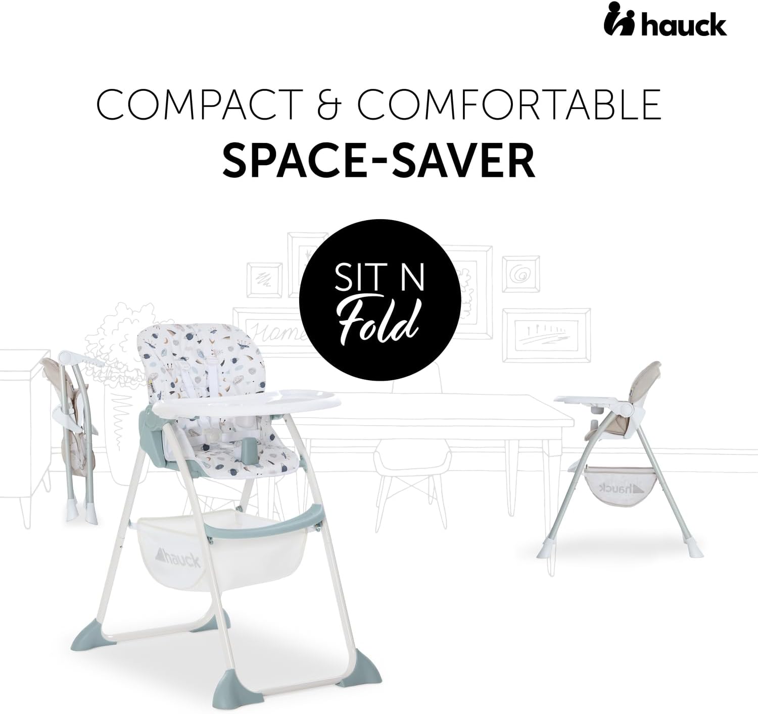 Detalle 2 de hauck Sit N Fold – Chaise Haute Bébé Pliable dès 6 Mois jusqu’à 15 kg, Beige