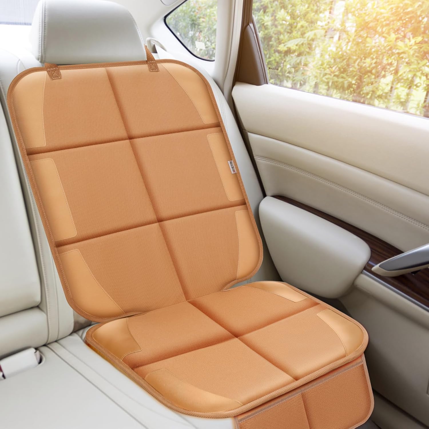 Detalle de Meolsaek Car Seat Protector Waterproof 600D Thick with Non-Slip Backing – Tan (2 pcs)