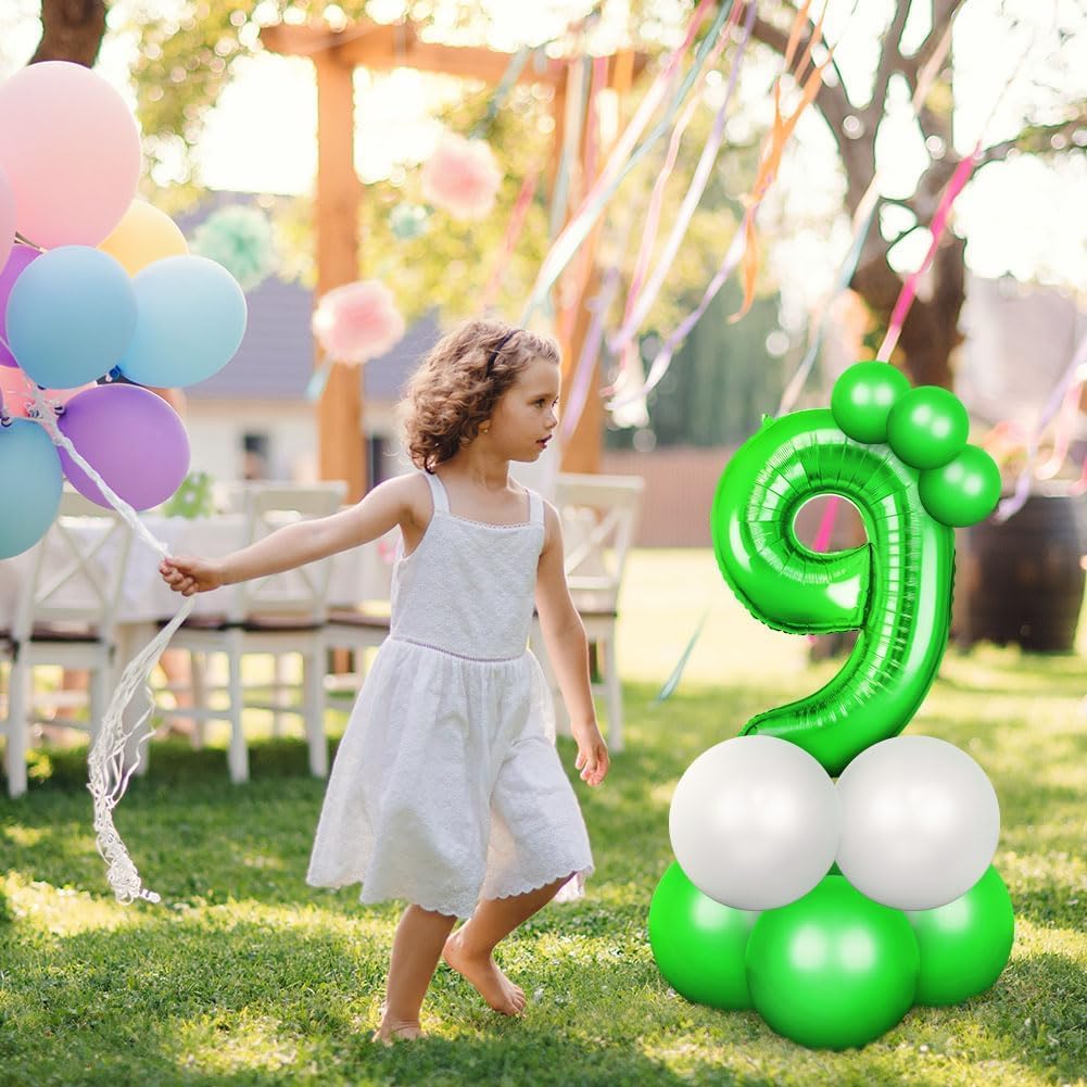 Thumbnail 4 de OFFCUP Ballon d’anniversaire 14 ans vert numéro 10–1 (101 cm) en aluminium auto-obturant