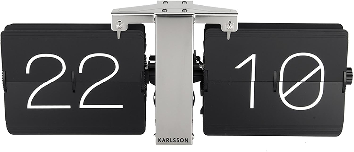 Detalle 2 de Karlsson Flipklok No Case – analoge tafelklok met chromen basis, zwart