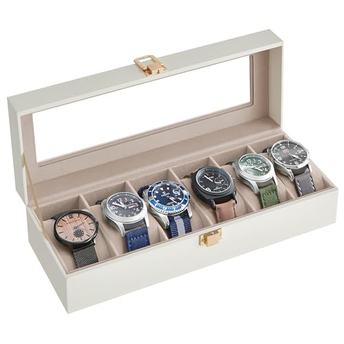 Detalle de SONGMICS caja para relojes de 6 compartimentos