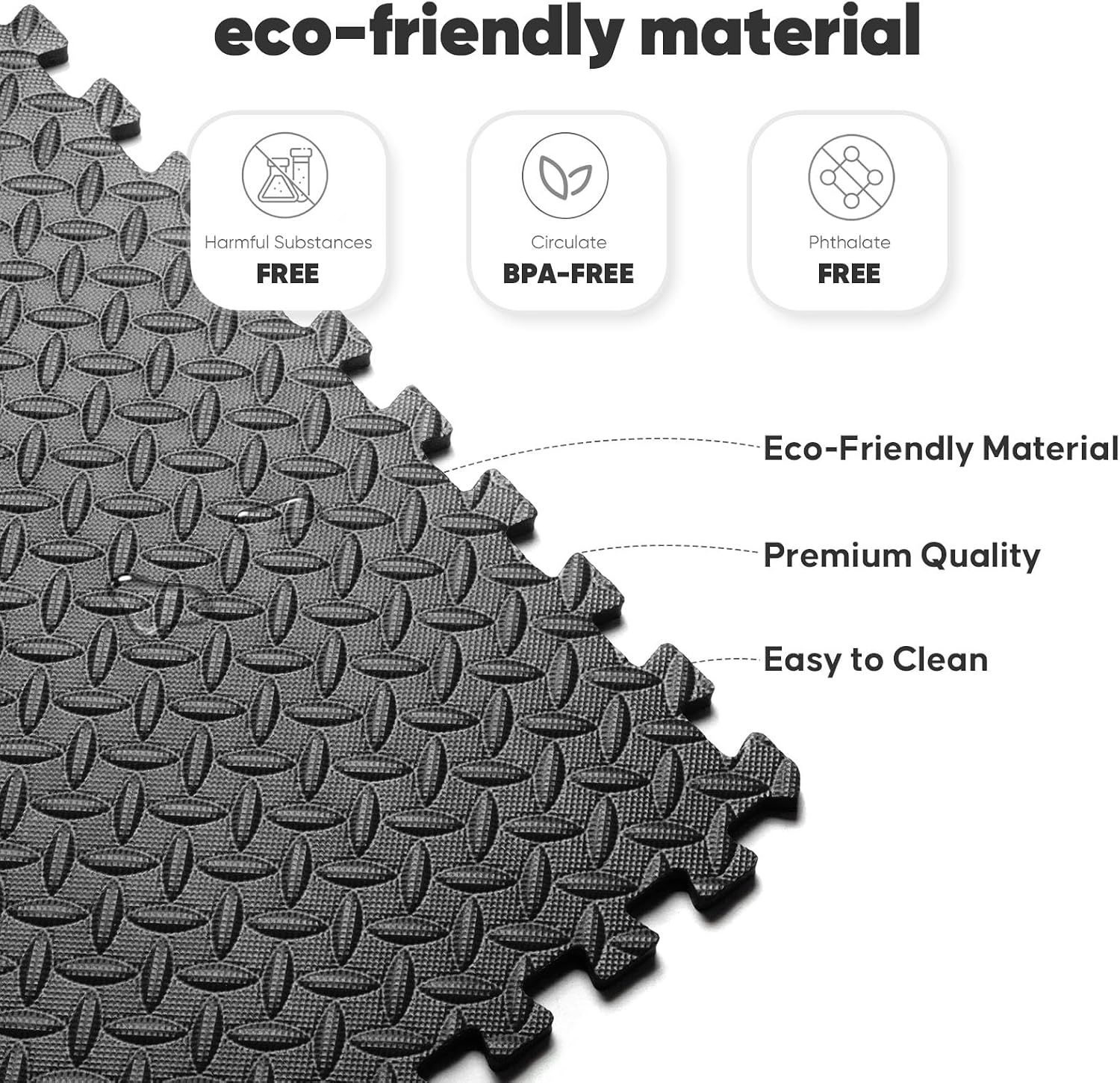 Detalle 2 de Nazhura GYM MATS Interlocking EVA Gym Tiles, 48 Sq. Ft., Black