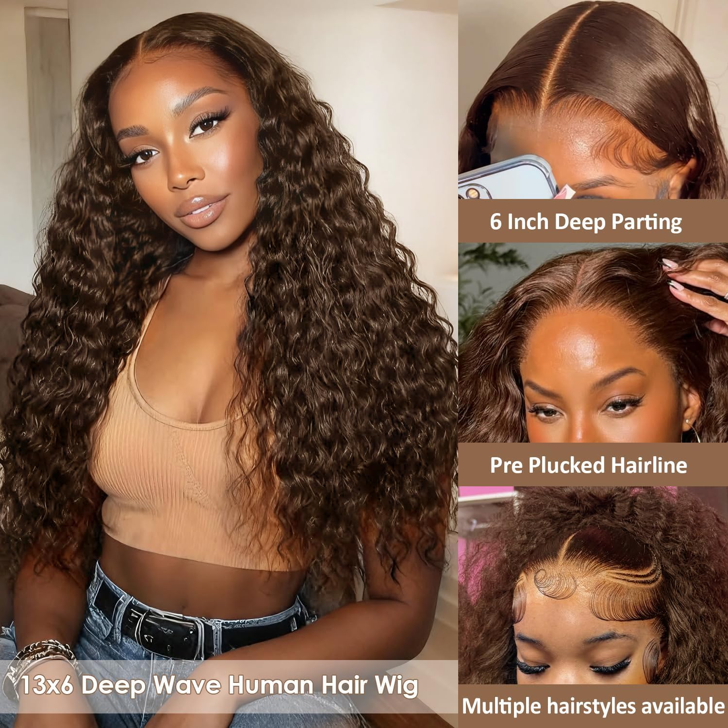 Detalle de Amyes Human Hair Wig 30-Inch