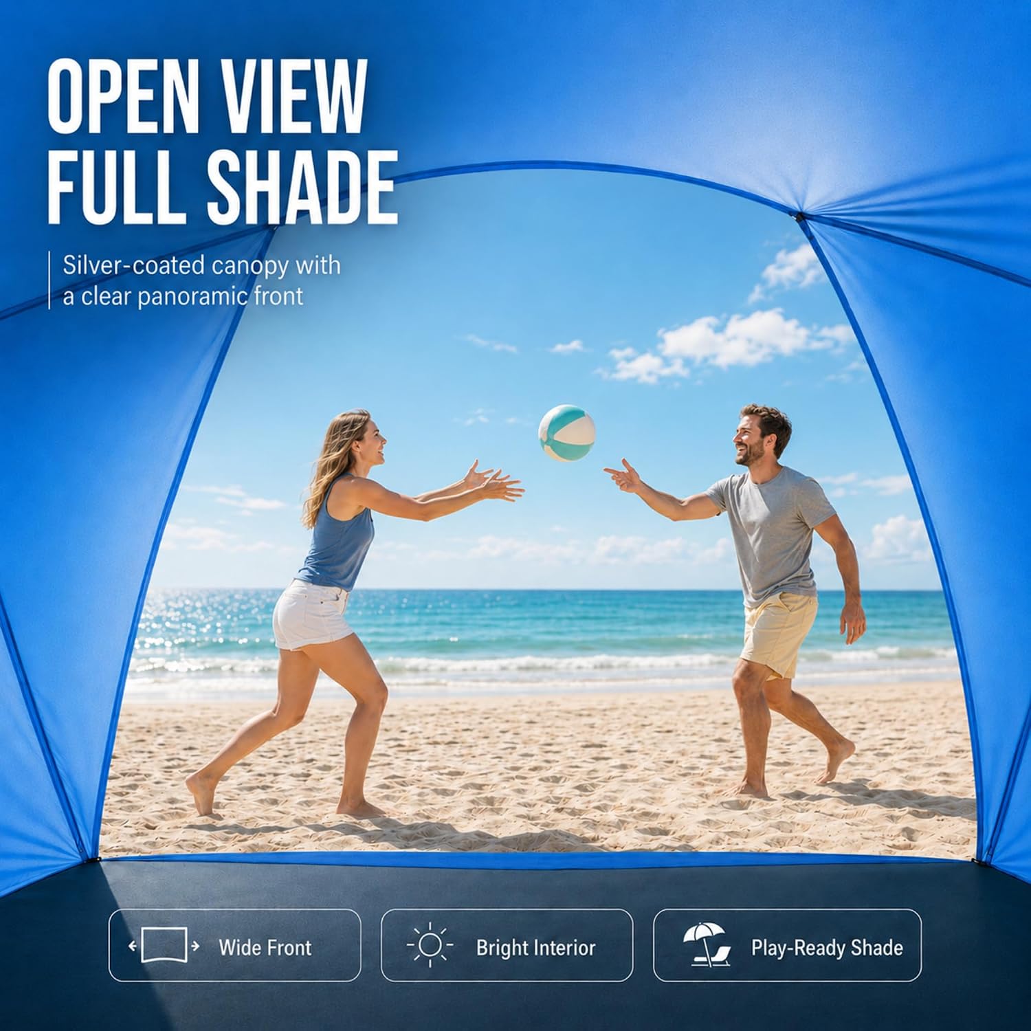 Detalle de Beach Tent Portable Sun Shelter for 2–8 People with UPF 50+ Protection
