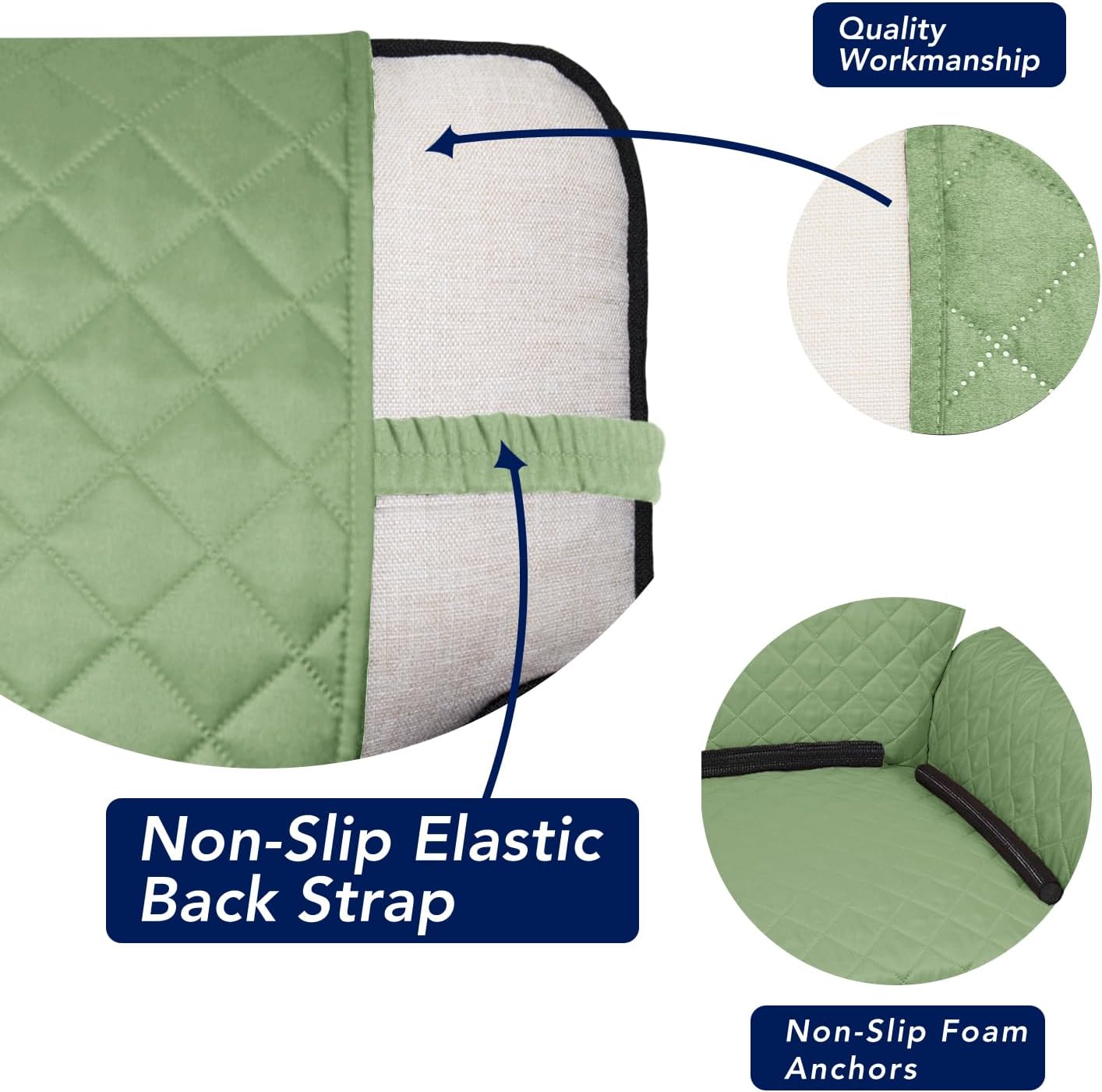 Thumbnail 2 de PureFit Reversible Quilted Sofa Cover: Water-Resistant, Non-Slip Slipcover for Pets and Kids (Sage Green/Ivory)