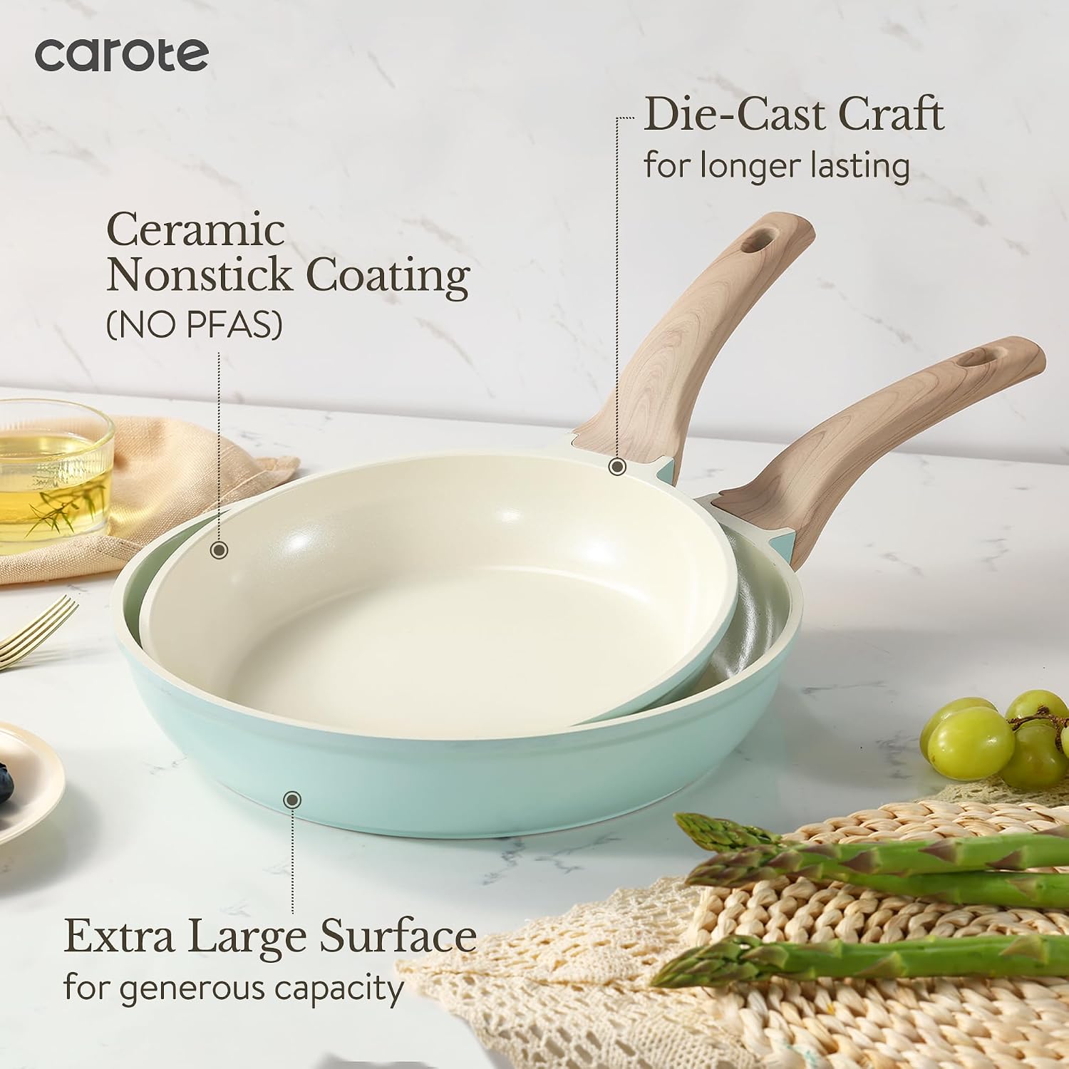 Thumbnail 2 de CAROTE 19pcs Pots and Pans Set with Detachable Handle – Nonstick, Induction Ready, Oven Safe