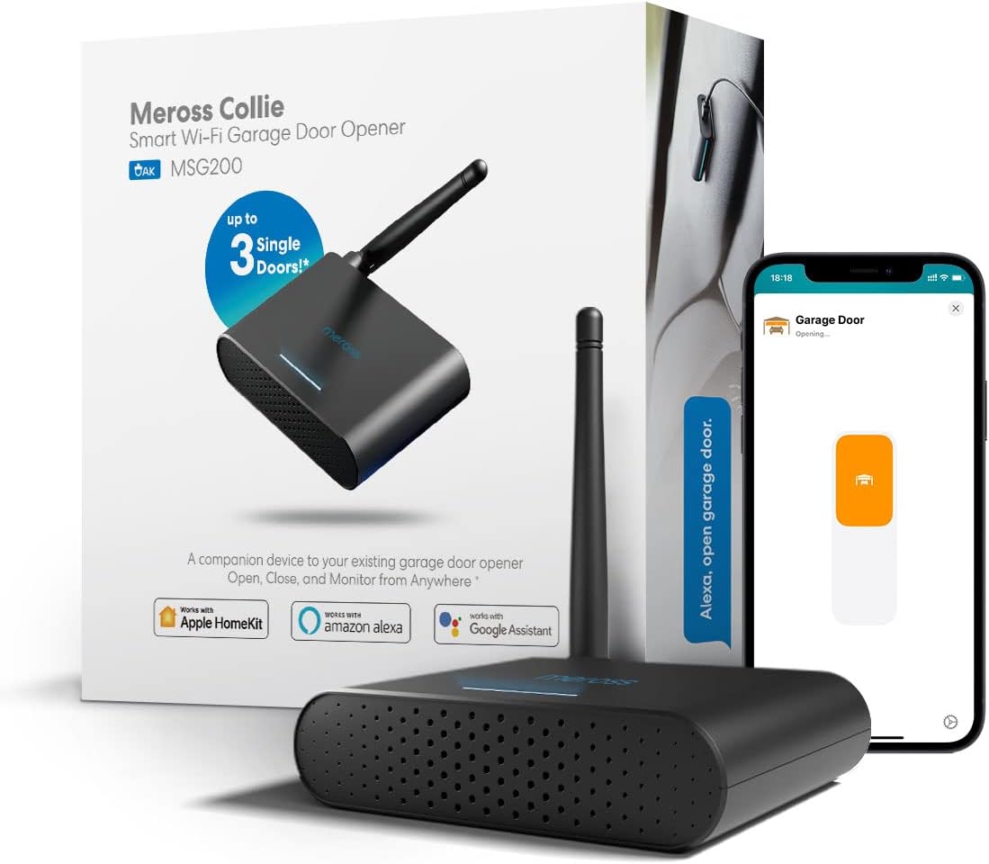 Detalle de Meross Smart Garagentoröffner WLAN mit externer Antenne für bis zu 3 Garagentore, HomeKit & Alexa/Google