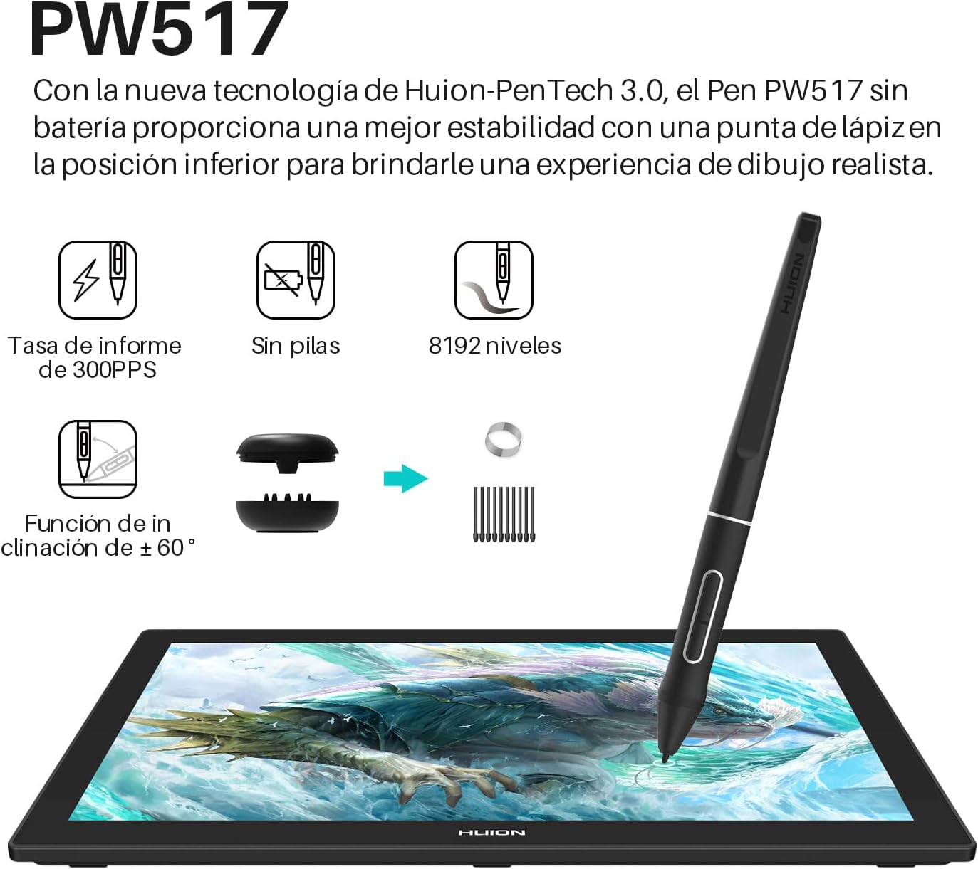 Thumbnail 1 de HUION Kamvas Pro 24 4K: Tableta Gráfica Profesional 🎨
