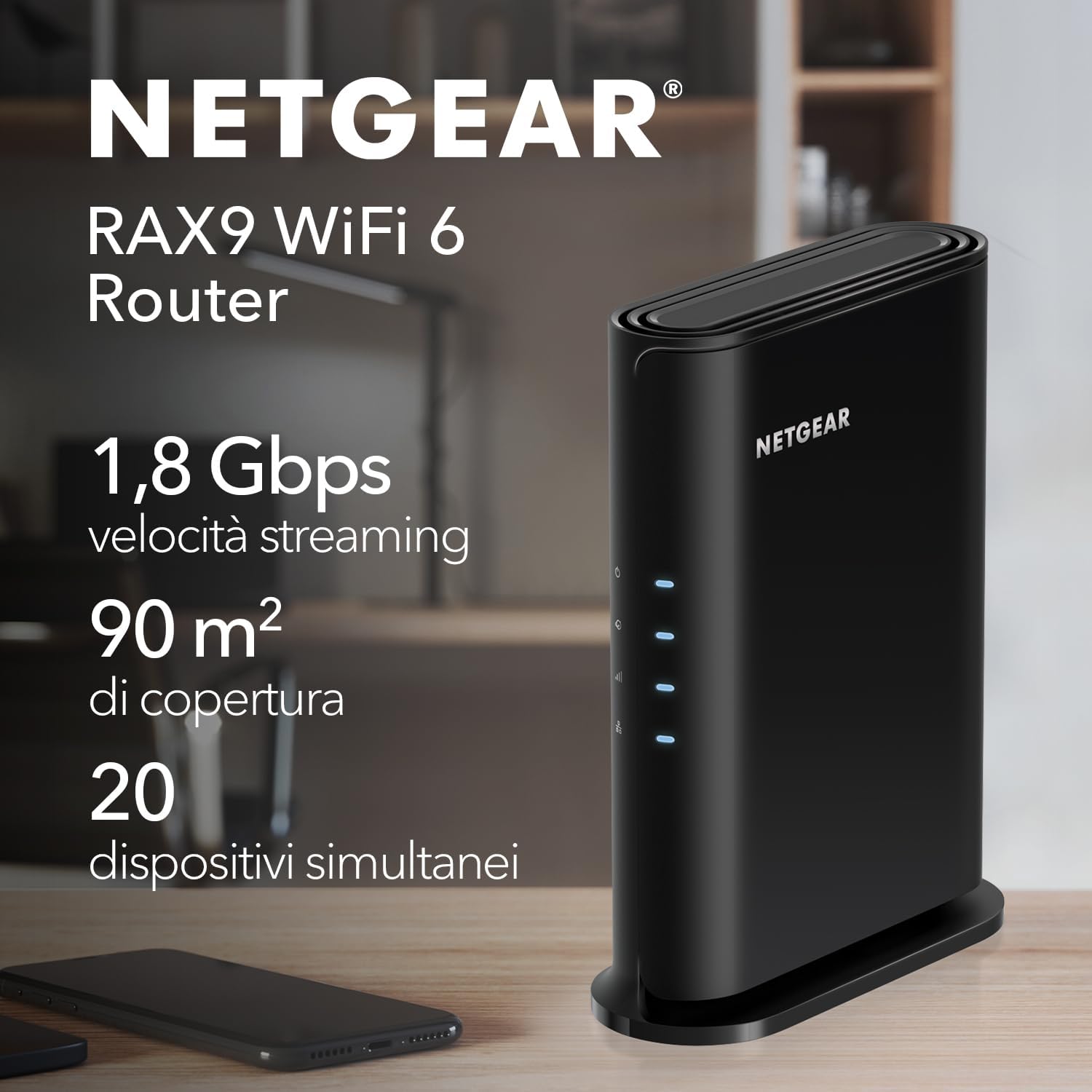 Thumbnail 1 de NETGEAR WiFi 6 RAX9 (AX1800) con sicurezza avanzata e copertura fino a 90 m²