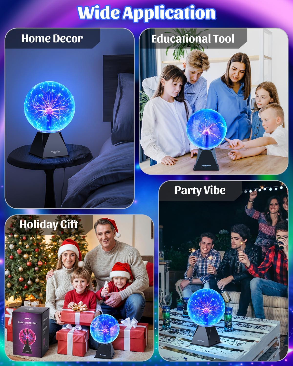 Thumbnail 6 de Theefun NX-PS-8 8-Inch Plasma Globe, Blue Touch & Sound Lamp