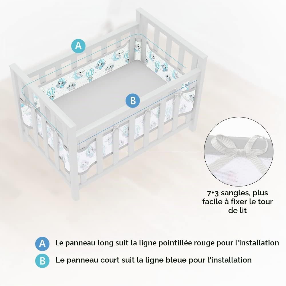 Thumbnail 2 de Aolso V-AOL-CW-YL-FBA bedomrander voor babybed, ademend mesh, 4 zijden