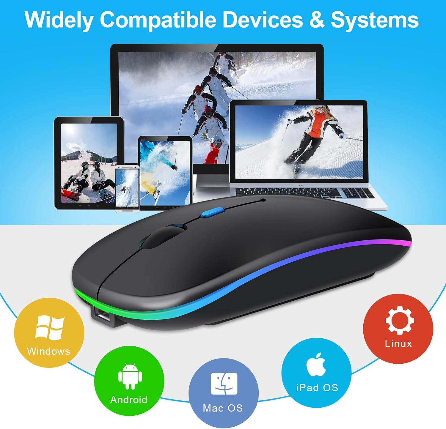 Thumbnail 6 de Kabellose Bluetooth-Maus 1600 DPI Schwarz
