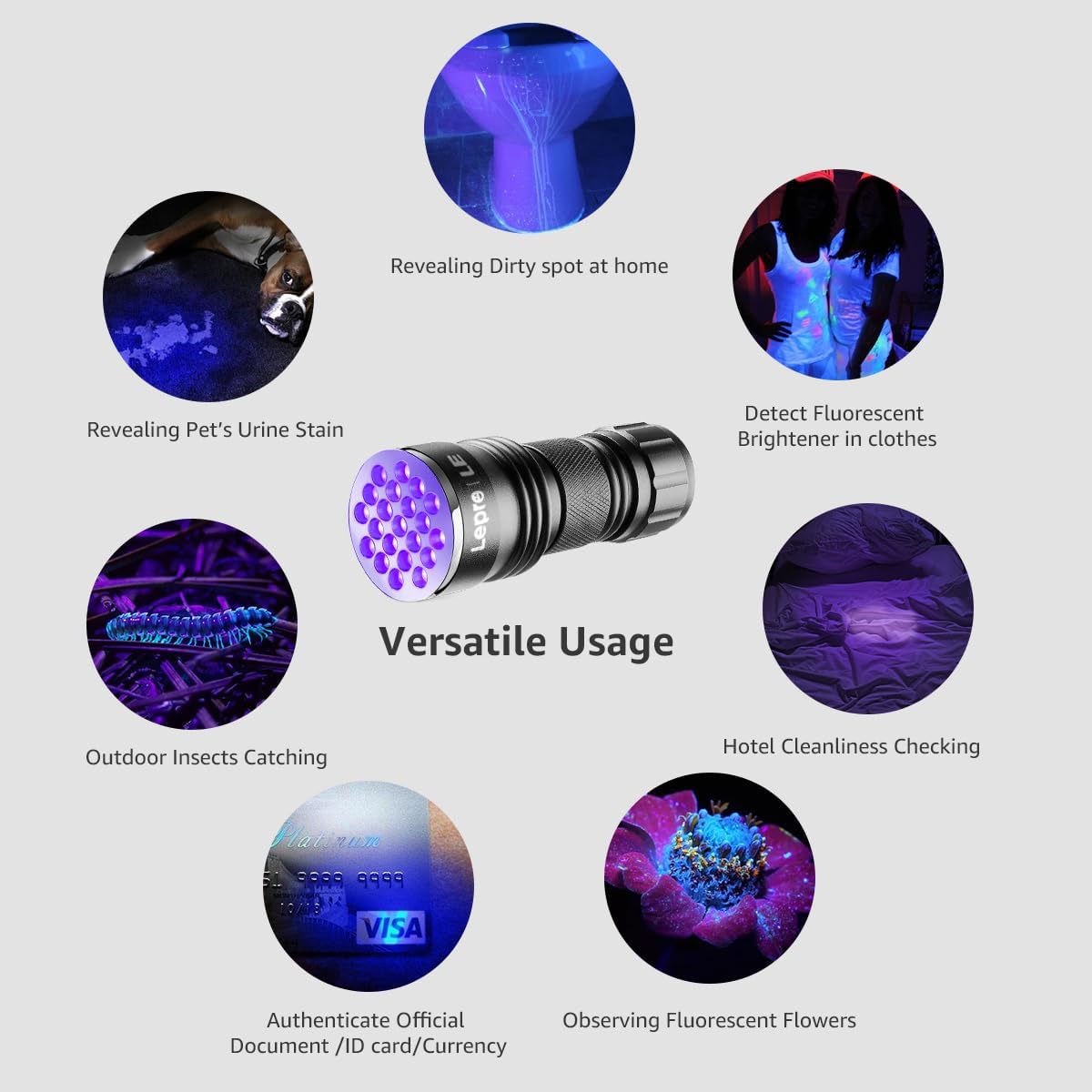 Thumbnail 5 de Lepro 21 LED 395nm UV Torch