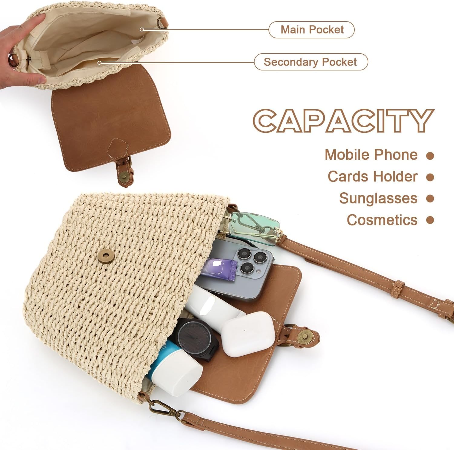 Detalle 2 de EVEOUT Strohtasche Damen Sommer