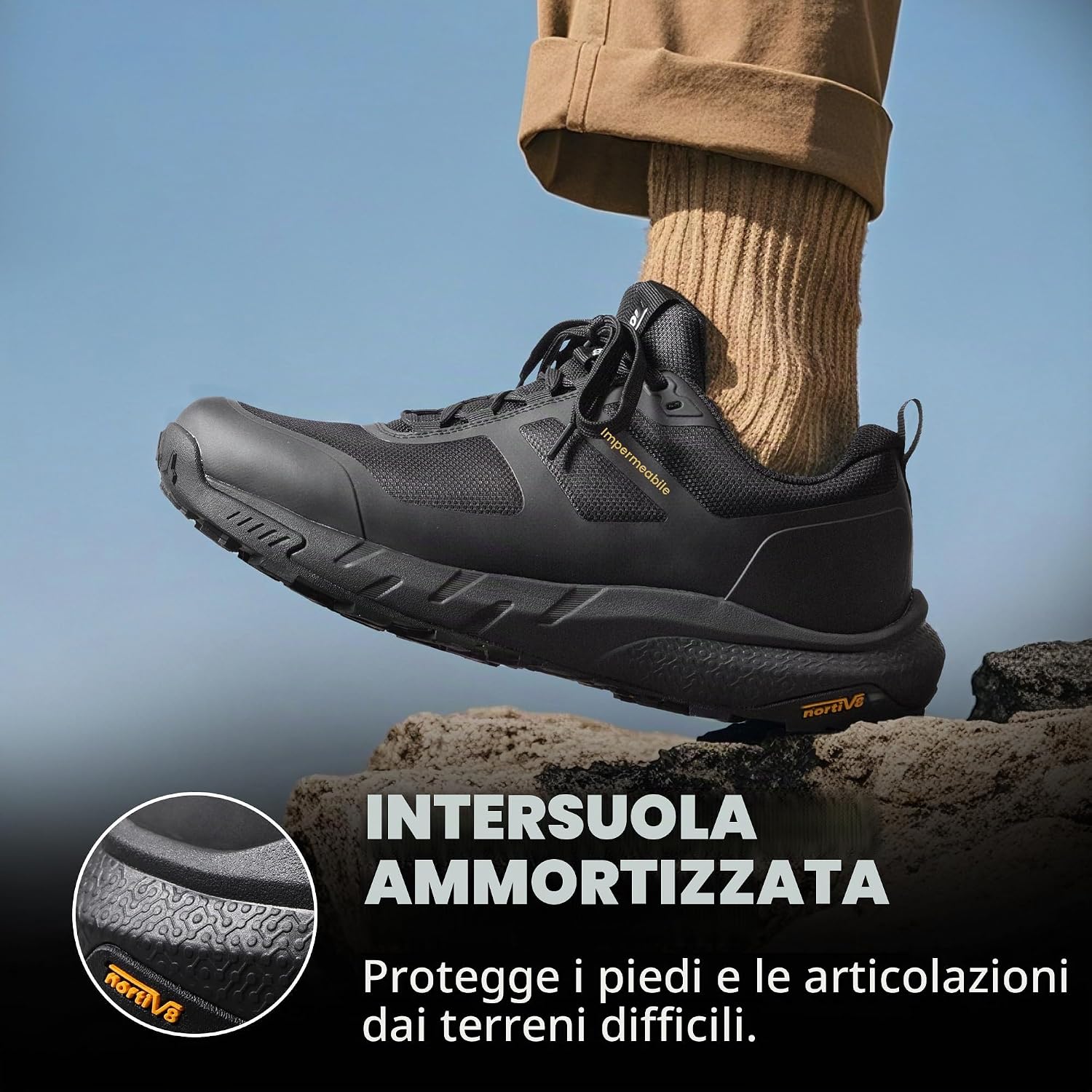 Detalle de NORTIV 8 Scarpe Trekking Impermeabili da Uomo: leggerezza, impermeabilità e comfort per cammino e trekking leggero