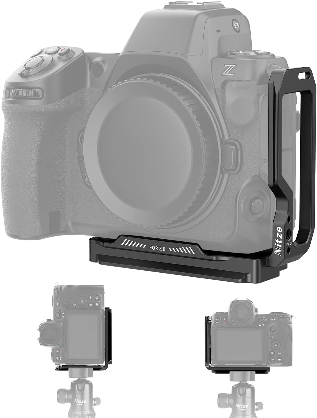 Detalle de Nitze Z8 L-Bracket for Nikon Z8 with Arca Swiss Plates (T-N02A)
