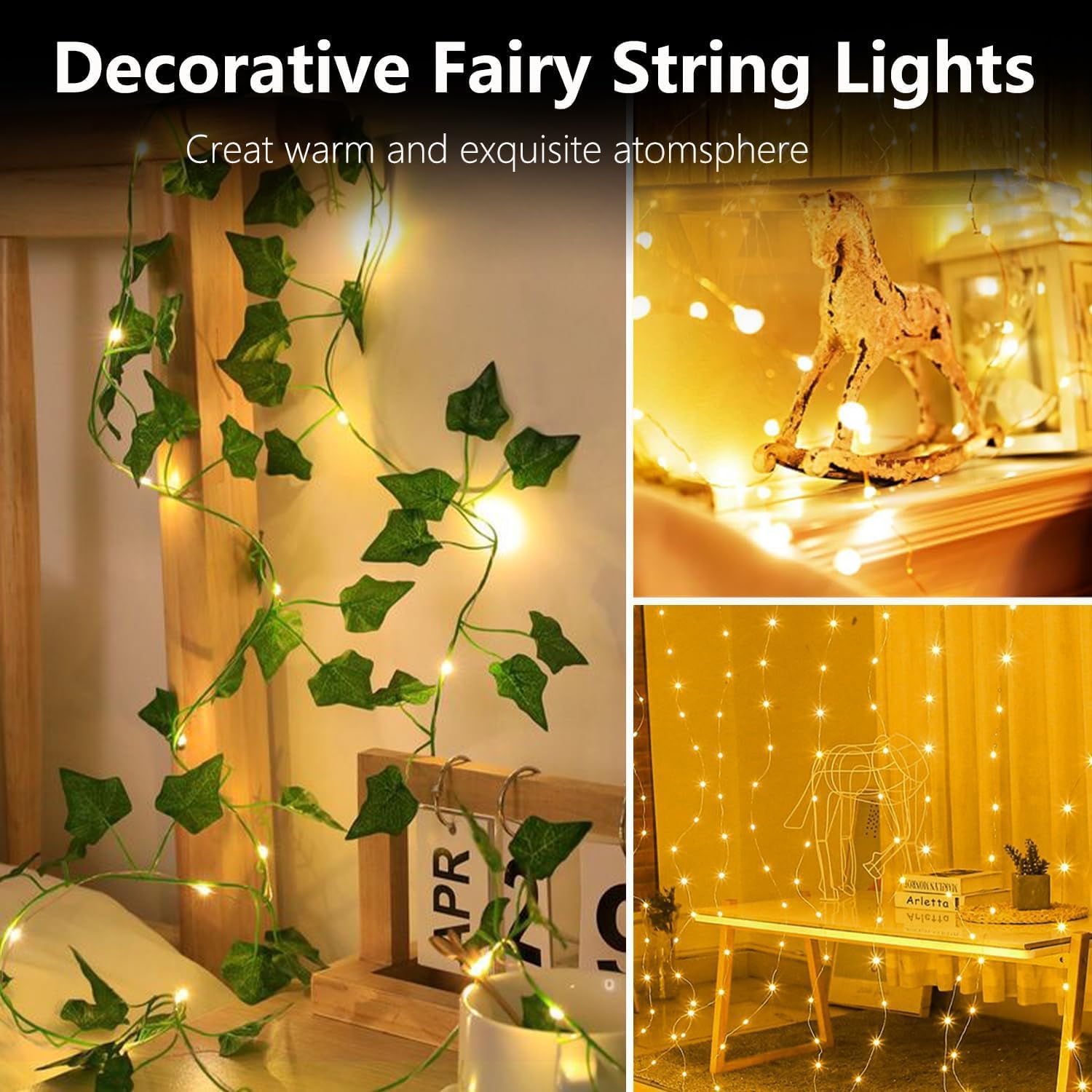 Detalle 1 de Tasodin xyx070801 LED Fairy Lights, 16.4 ft, Warm White, Waterproof