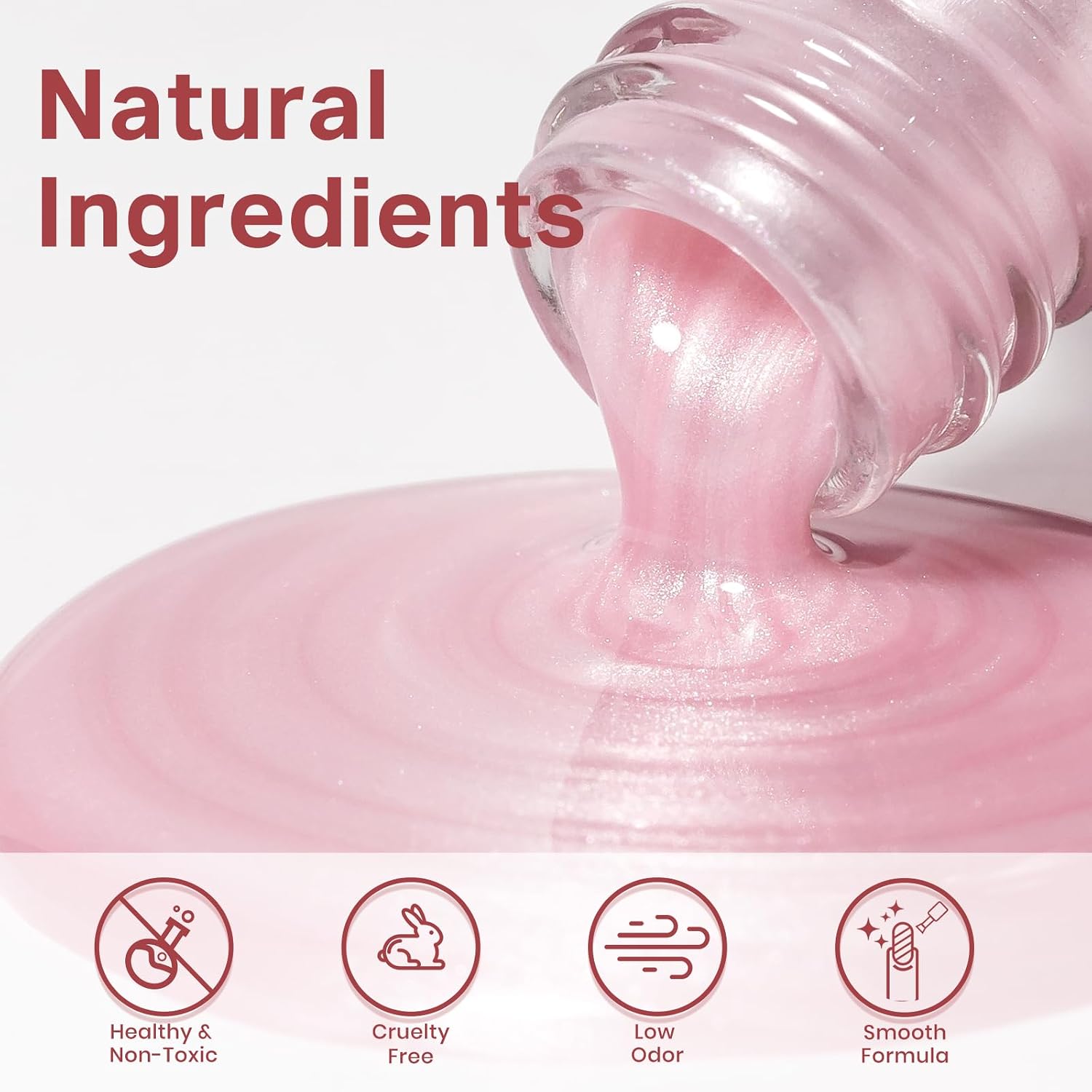 Detalle 2 de MIZHSE Pearlescent Pink Nail Polish — Quick Dry, Oil-Based Pale Pink (15ml)