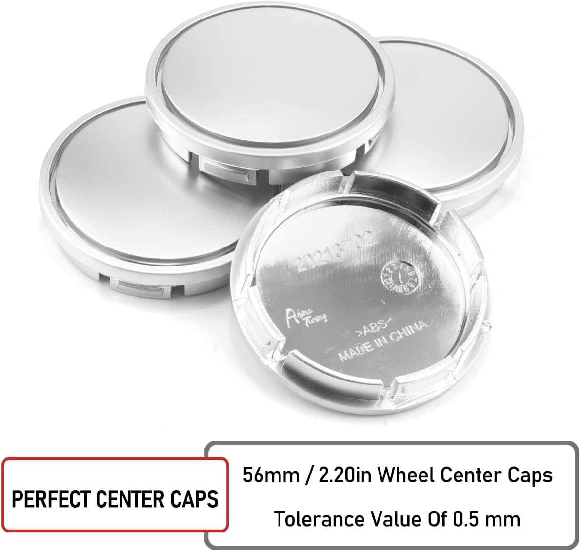 Detalle 2 de RhinoTuning 56 mm Wheel Center Caps 4-Pack for Subaru Outback Gen5 – Pearl Chromium