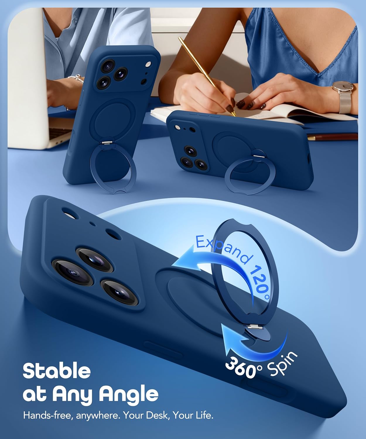 Thumbnail 3 de GolbinBox for iPhone 17 Pro 6.3-inch Case with 360° Magnetic Spin Stand (MagSafe Compatible) — Ice Blue