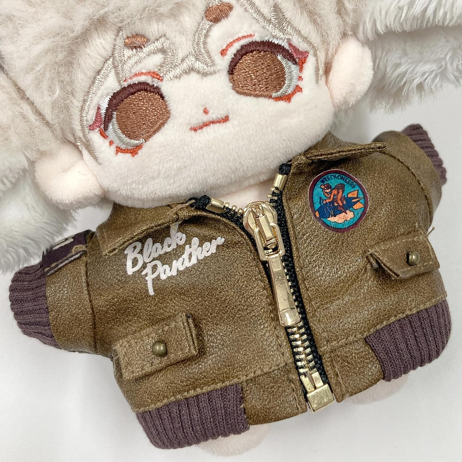 Detalle de ぬいぐるみ用ヴィンテージ風革ジャンデザイン 10~15cm対応のスタジャン風ぬい服