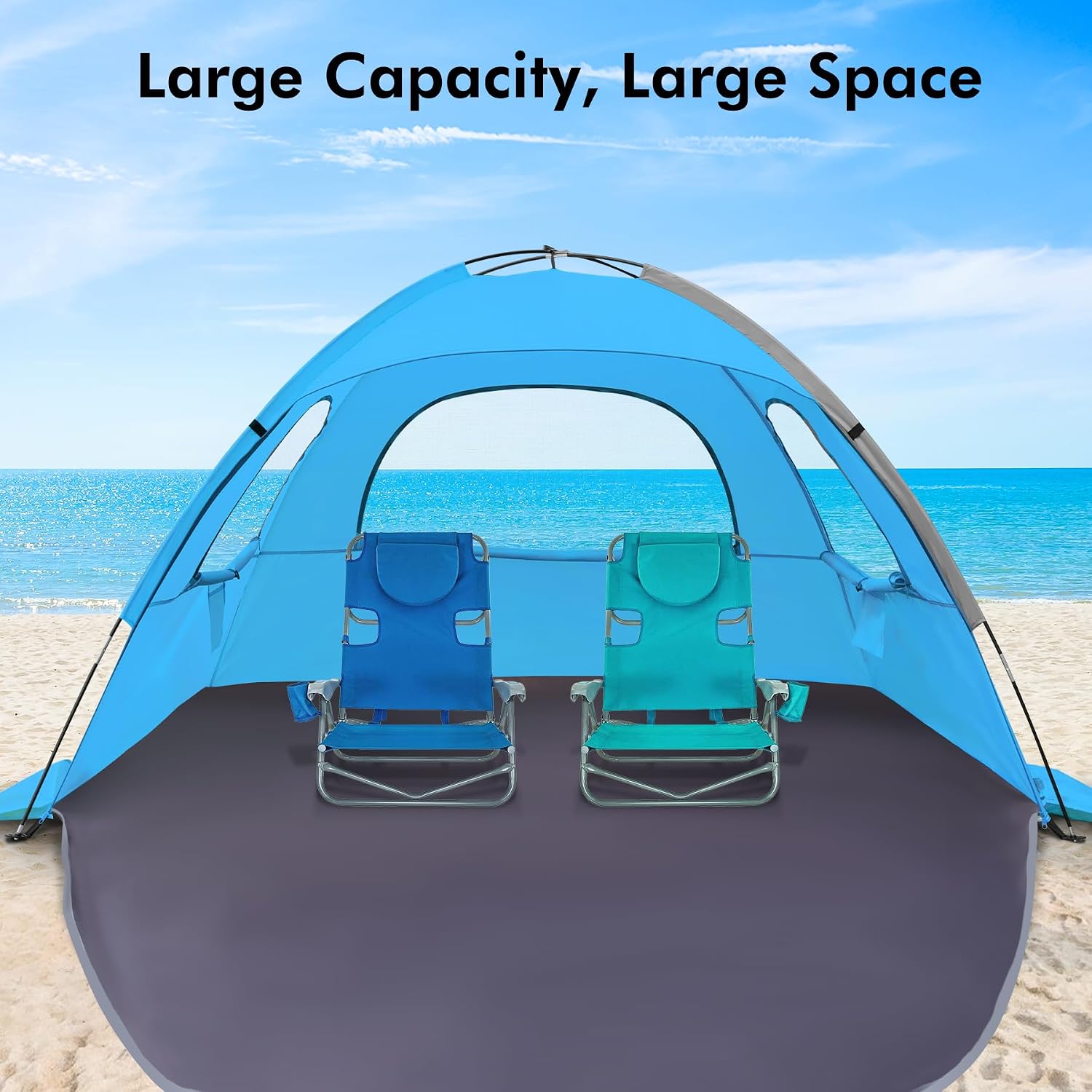 Detalle 2 de WhiteFang Beach Tent for 3/4/6/8 People, UPF 50+ Shade with Mesh Windows