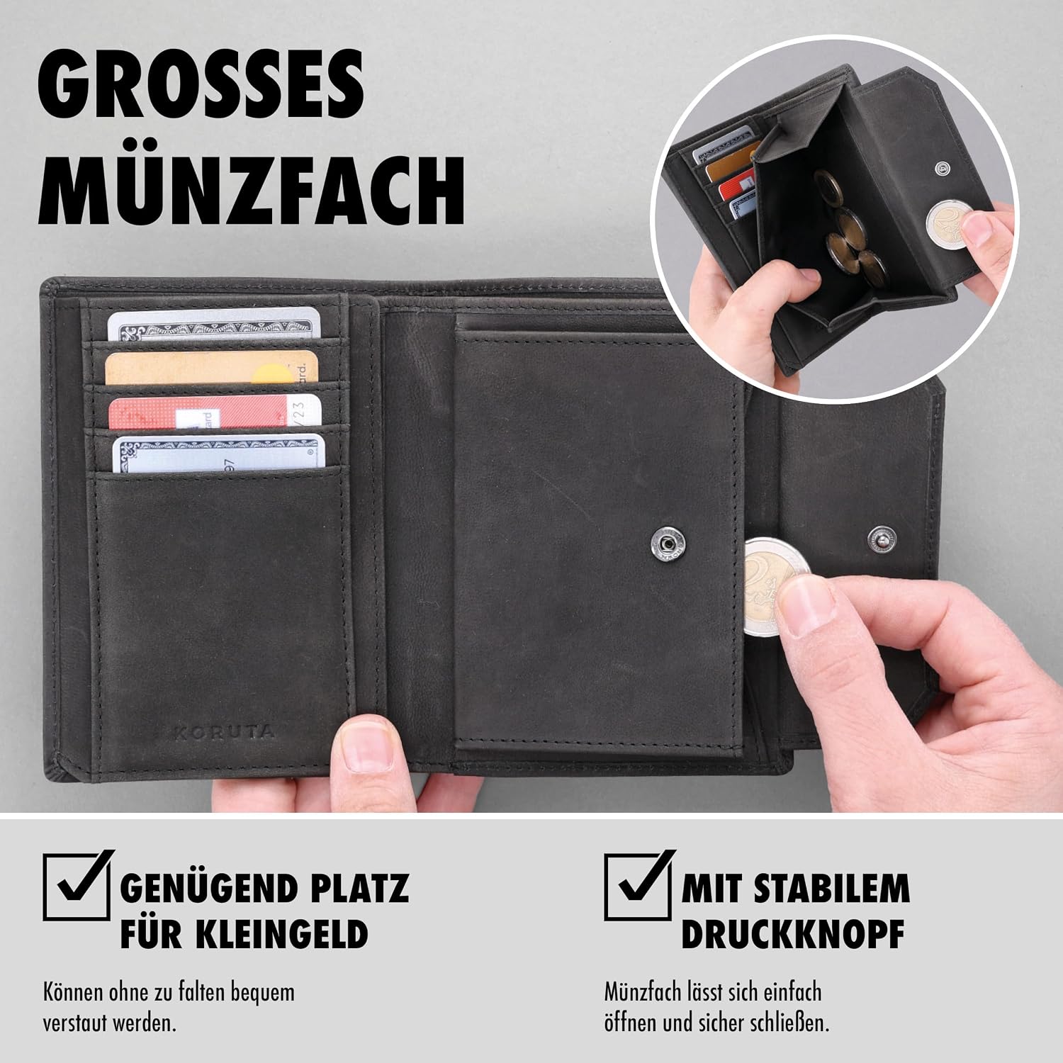Thumbnail 3 de KORUTA Geldbörse Herren RFID Schutz 13 Fächer