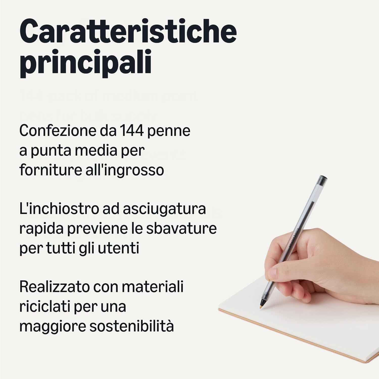 Detalle de Amazon Basics Set di Penne a Sfera da 144 pezzi, punta 1,0 mm, inchiostro nero