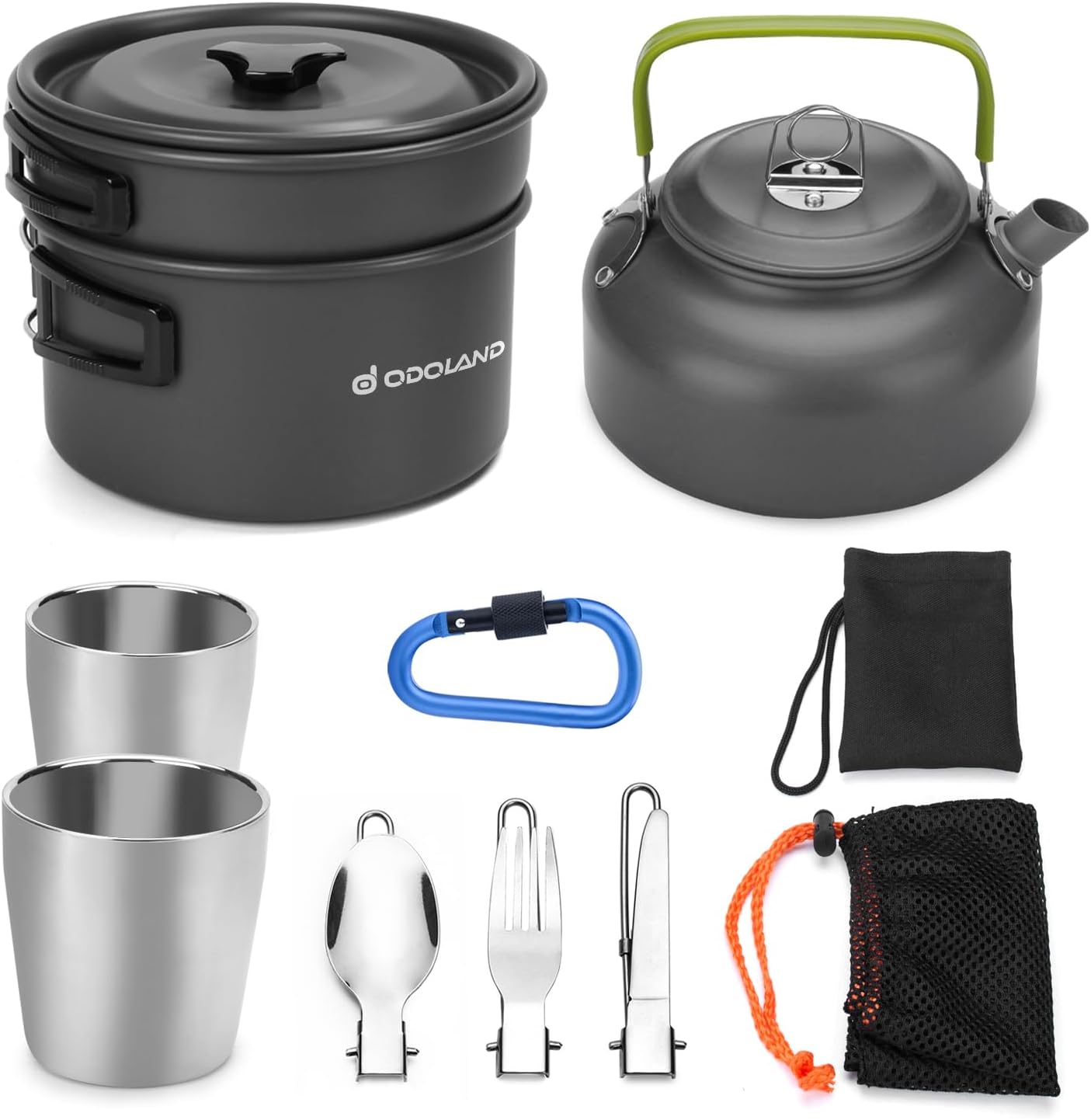 Thumbnail 6 de Odoland Geschirr-Set für 1-2 Personen – Camping Kocher-Set aus Edelstahl/Aluminium, tragbar
