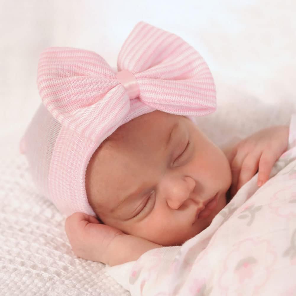 Thumbnail 3 de DRESHOW newborn hospital hat with big bow (4-pack) for 0–3 months