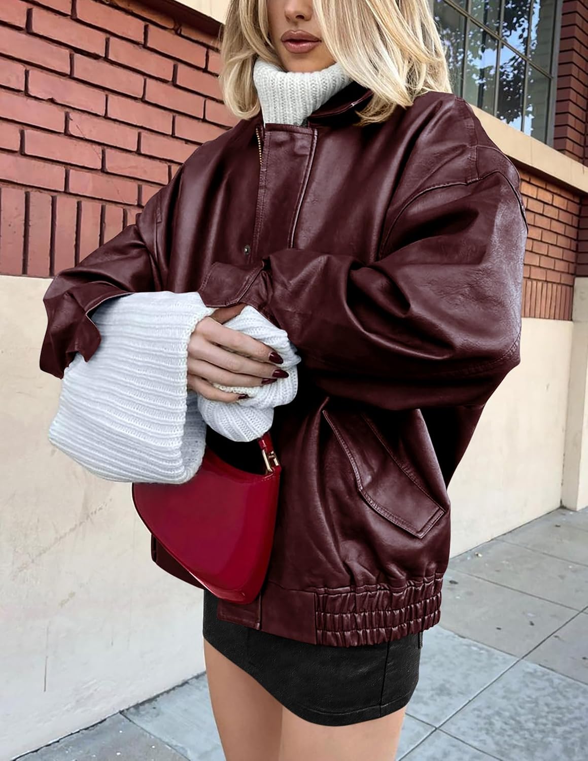 Thumbnail 4 de PRETTYGARDEN Faux Leather Motorcycle Jacket