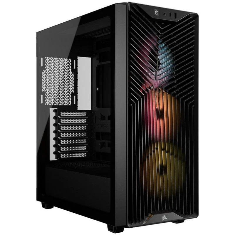 Detalle de Corsair 3200D RS ARGB: Caja ATX con Vidrio Templado y 3 Ventiladores ARGB para Gaming