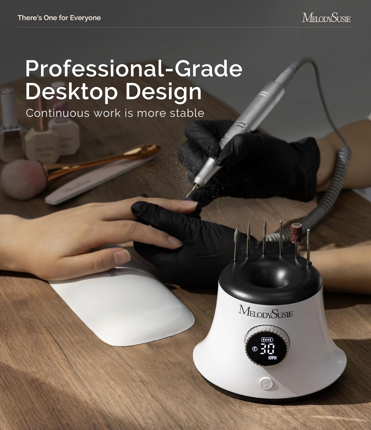 Thumbnail 2 de MelodySusie Ponceuse pour Ongles Professionnel 30000RPM – 6 embouts, sans fil, stabilité et confort
