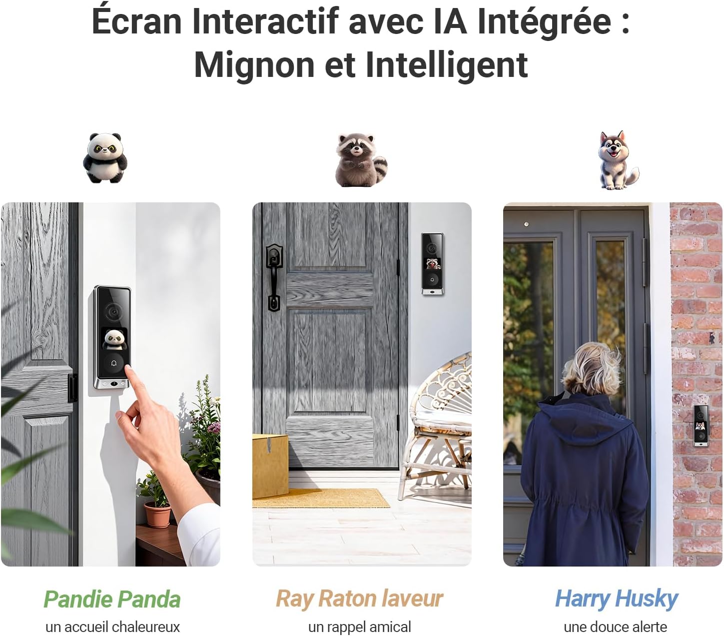 Detalle de EZVIZ Sonnette sans fil extérieure étanche EP8 Ultra avec carillon, double caméra 6MP+2MP et écran interactif