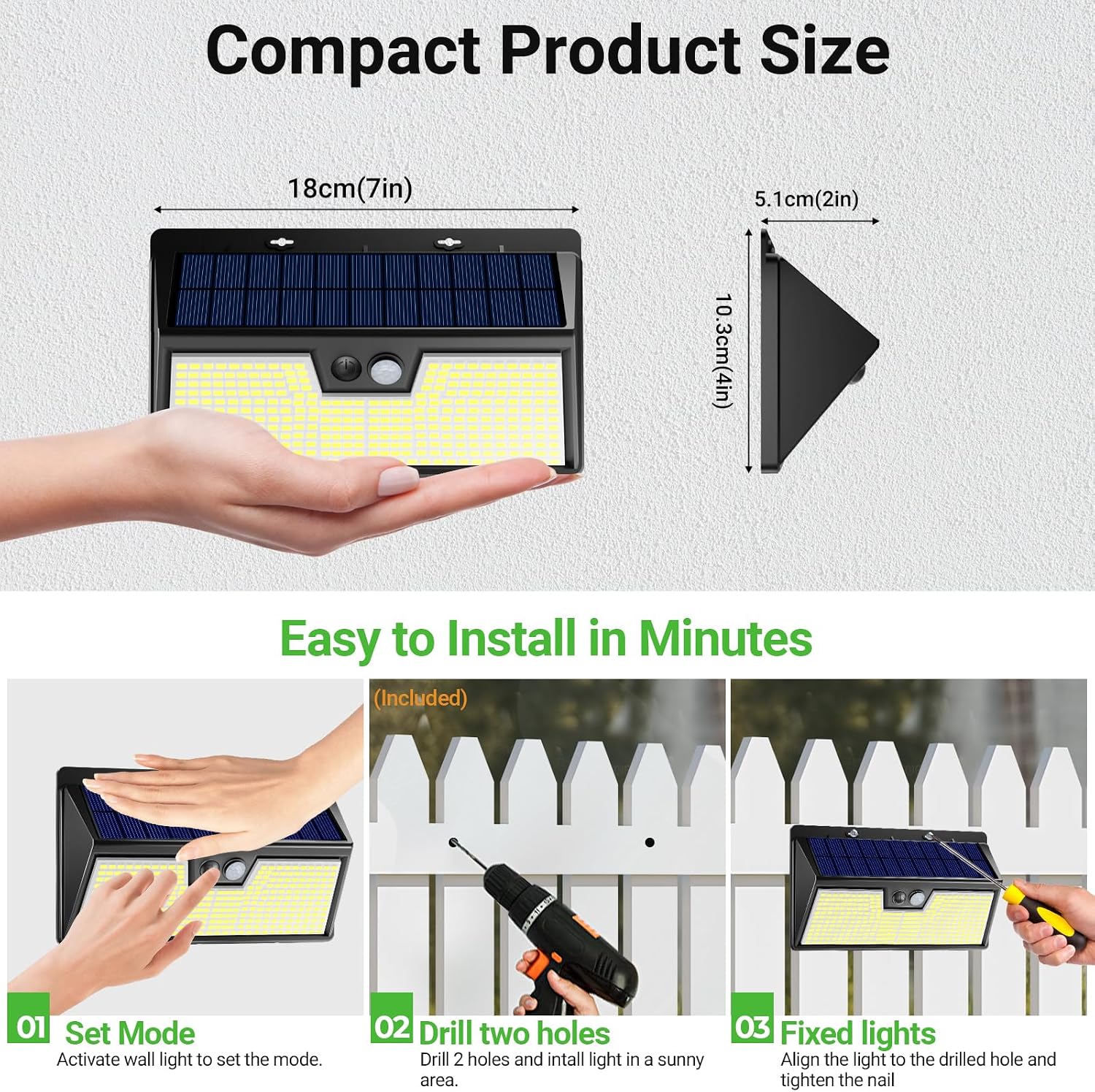 Thumbnail 1 de nipify Solar Motion Fence Light 318 LEDs