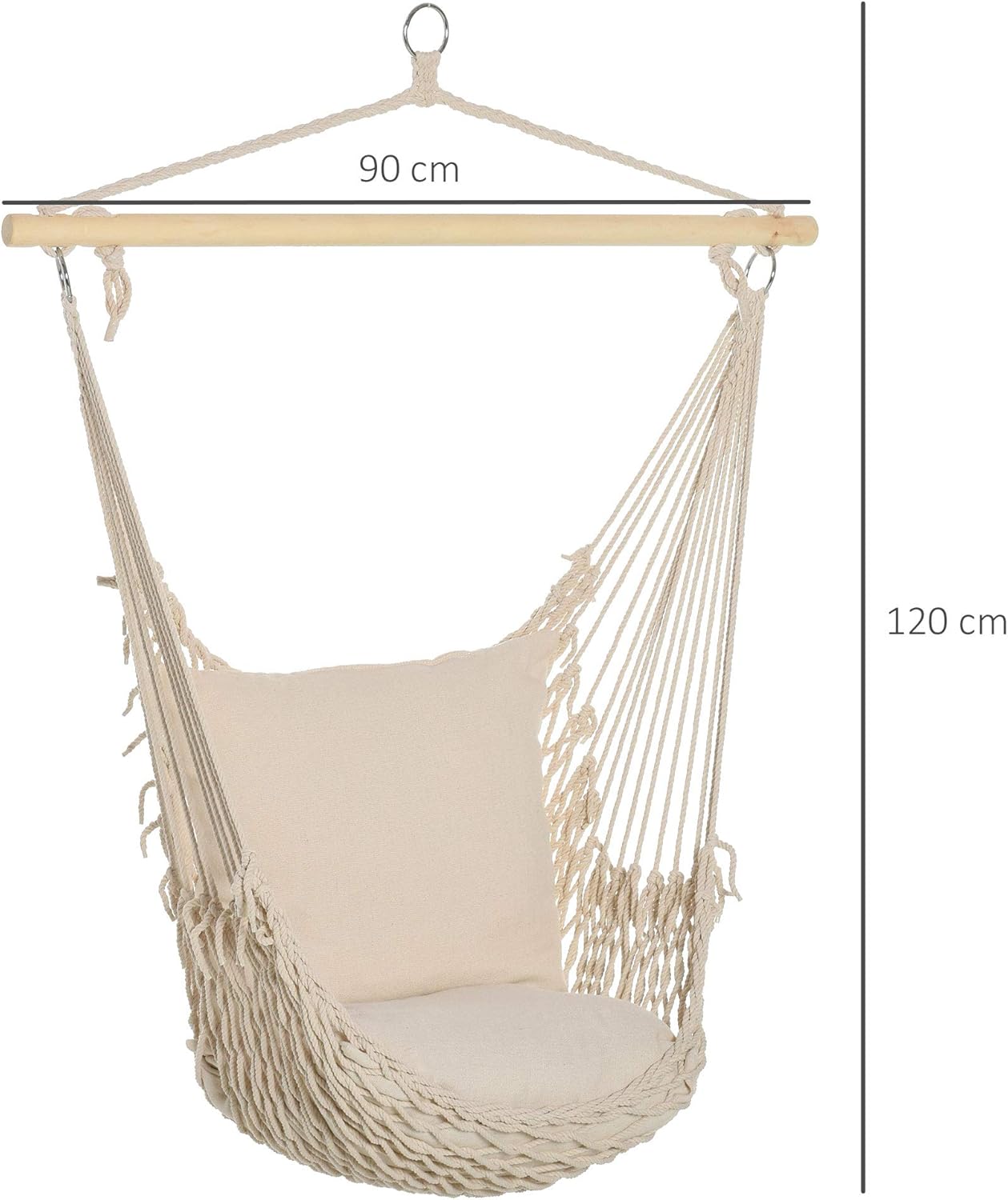 Thumbnail 6 de Outsunny Silla Colgante Hamaca 120 kg Crema