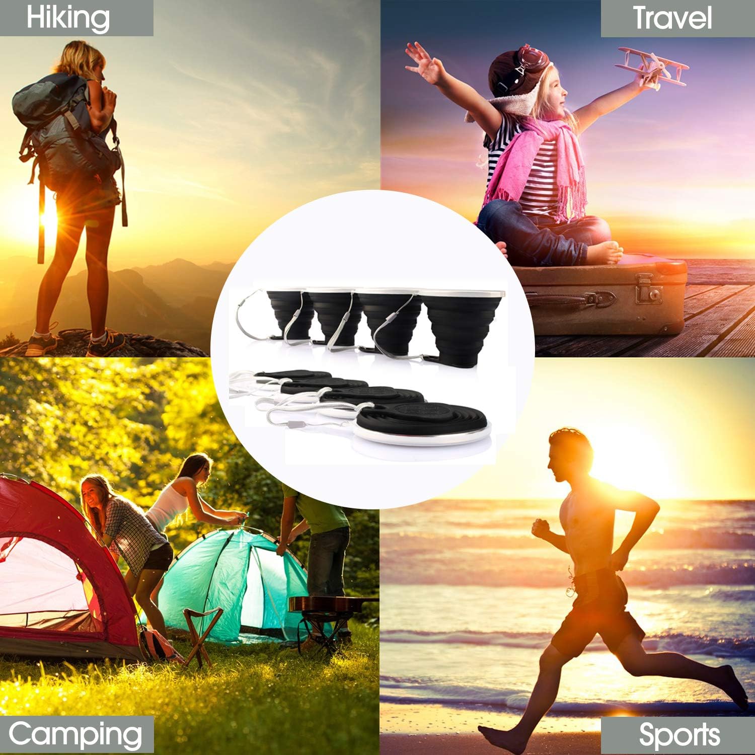 Detalle 2 de ME.FAN MF-SCTC Collapsible Travel Cup Set, 4-Pack, 270 ml, Graduated
