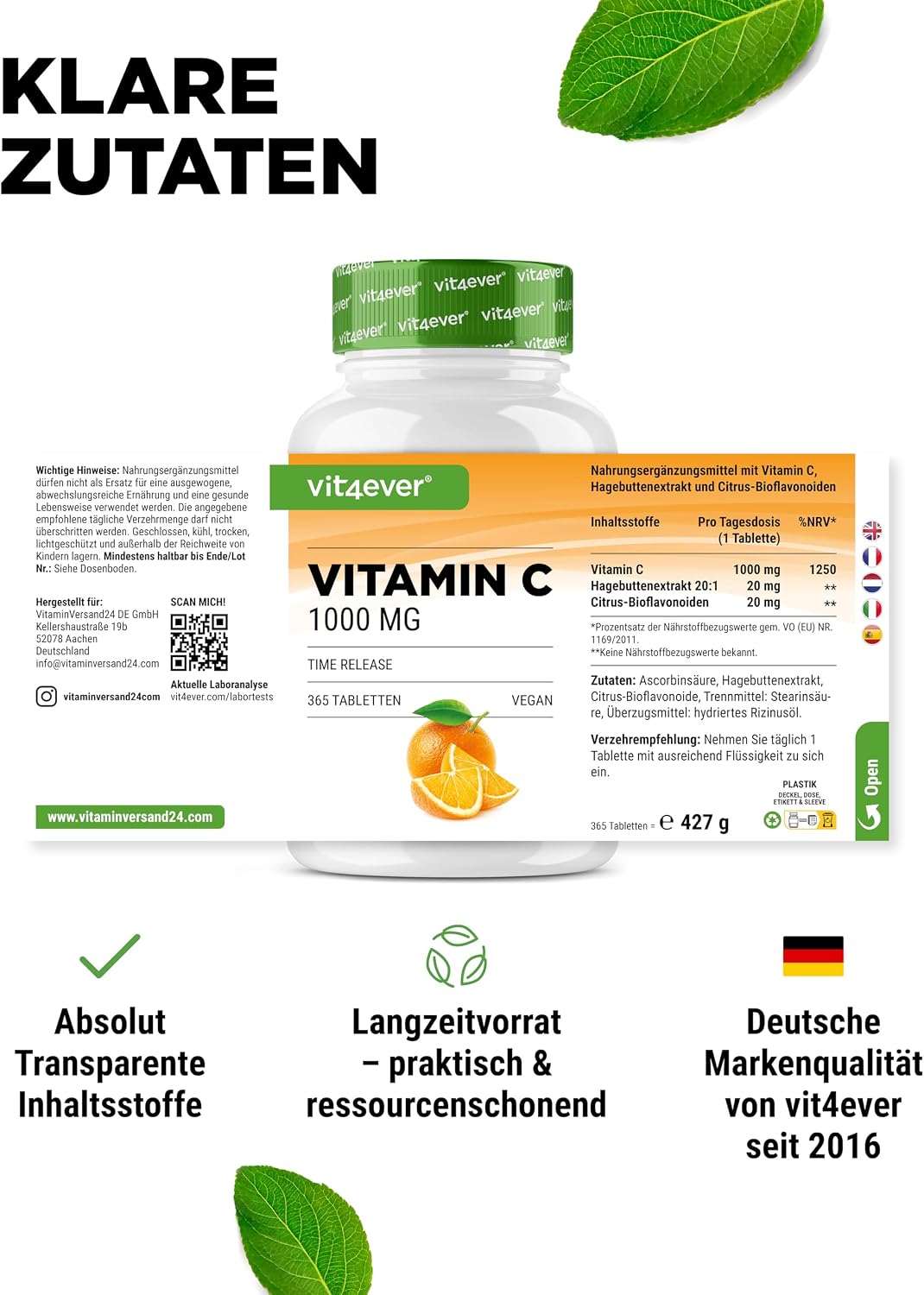 Thumbnail 4 de vit4ever Vitamin C 1000 mg Jahresvorrat