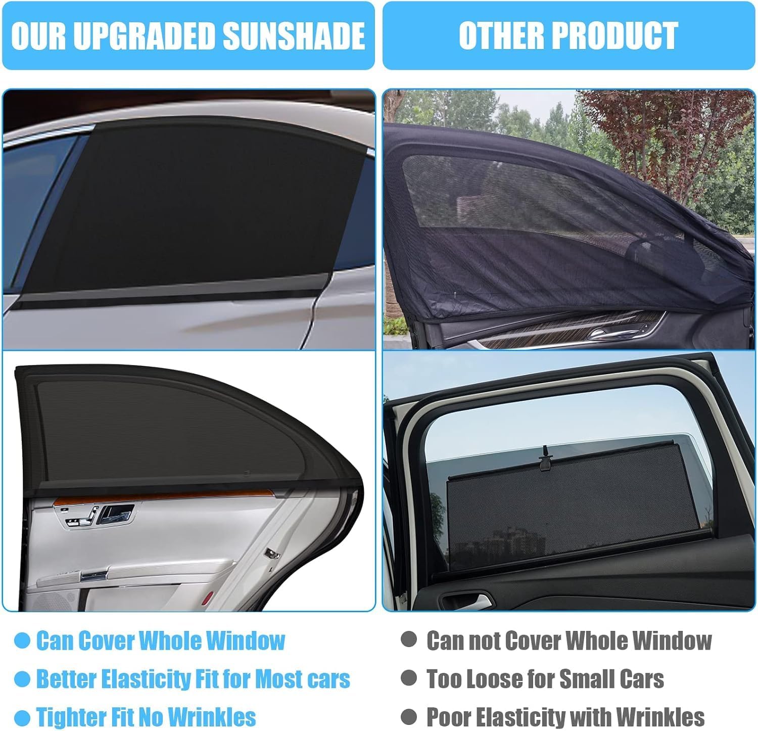 Thumbnail 6 de Sonnenschutz Auto Baby – 2er Set universelle elastische Sonnenblenden fürs Seitenfenster (Netz) mit UV- & Hitzeschutz