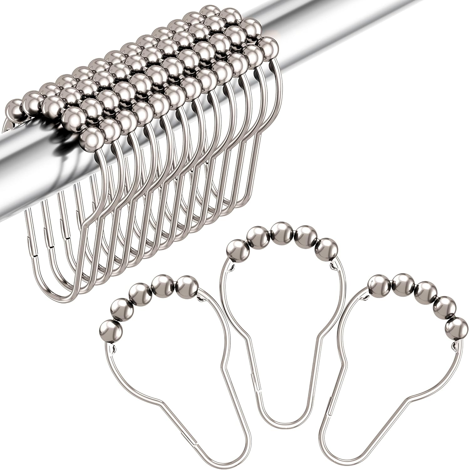 Detalle de Amazer Shower Curtain Hooks, Polished Nickel