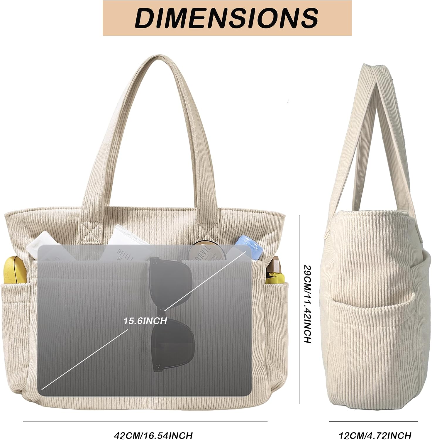 Detalle 2 de LOTEZAVA Cordtasche Tote Bag 42 x 29 x 12 cm