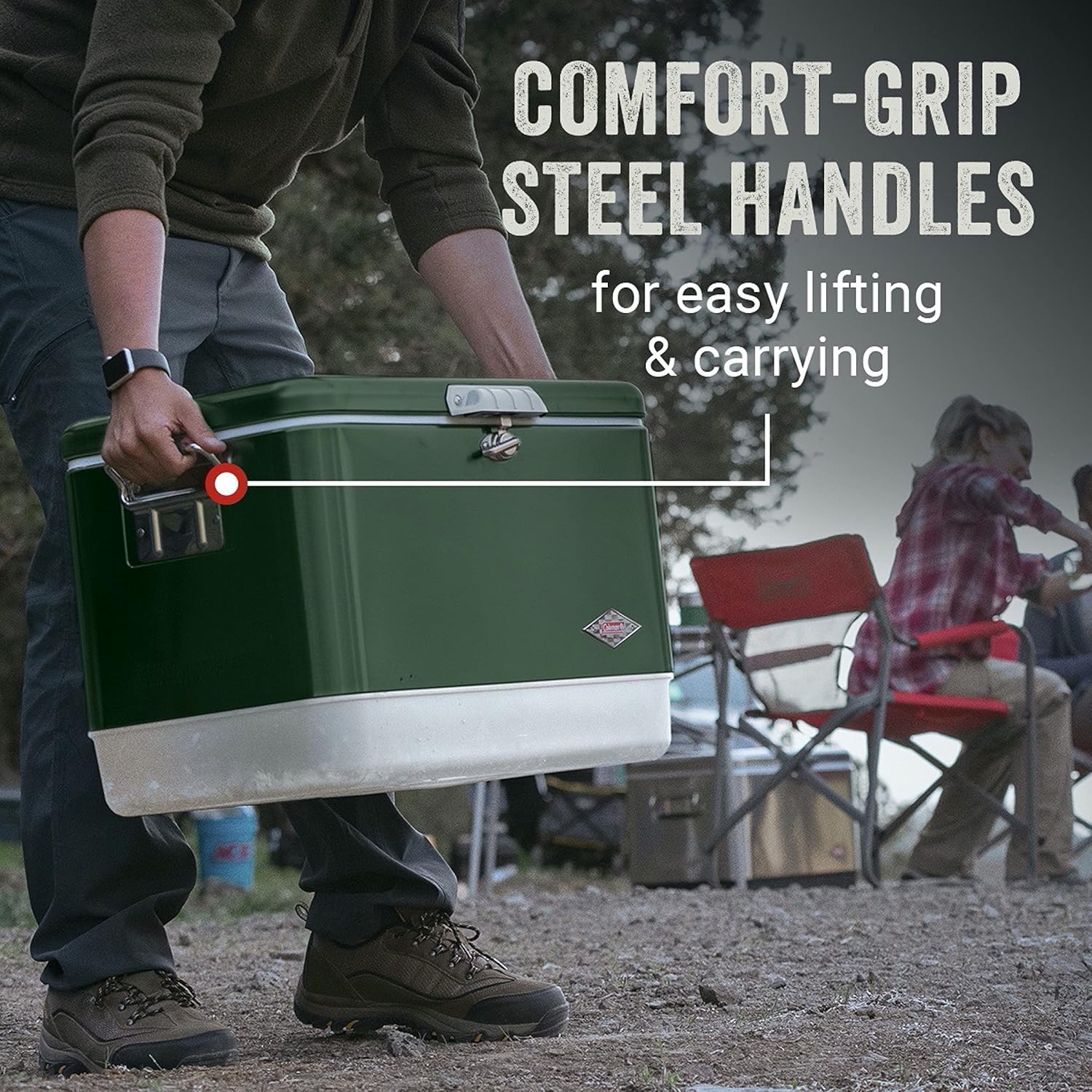 Thumbnail 2 de Coleman Vintage 54qt Steel Belted Cooler with Drain & Have-A-Seat Lid (85-Can Capacity)