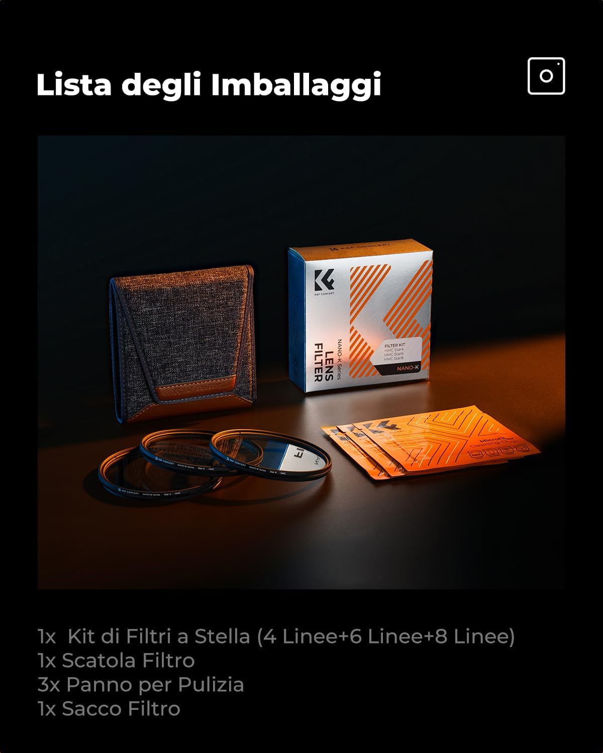 Thumbnail 6 de K&F CONCEPT Nano-Klear Kit 3 filtri Stella 82mm (4, 6 e 8 punti) con panni di pulizia