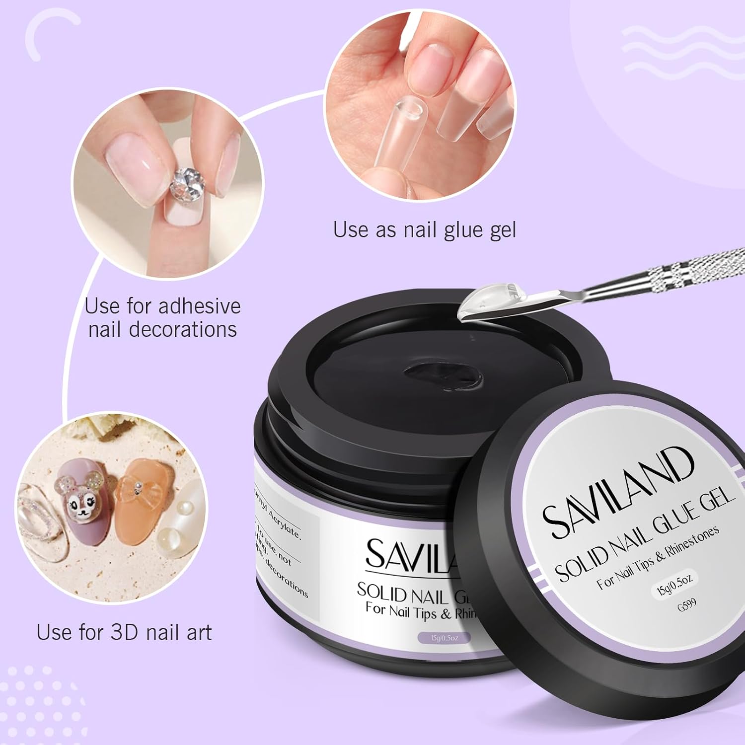 Thumbnail 3 de SAVILAND Fester Nagelkleber for Tips – Festes Gelklebemittel 15 ml, bis zu 21 Tage Halt
